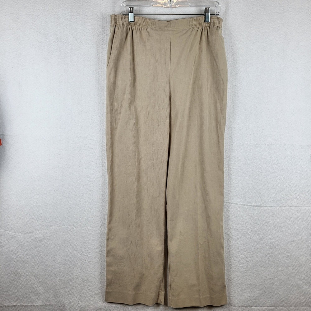 Alfred Dunner‎ Women's Beige Textured Elastic Waist Pants Size 14